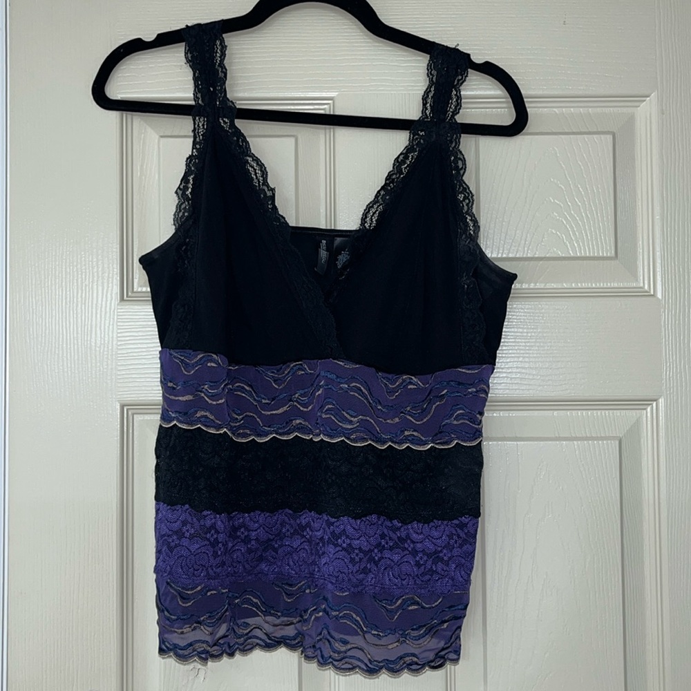 Bisou Bisou Black and Purple Lacey Camisole